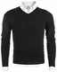 MOCOTONO Herren Pullover V-Ausschnitt Langarmshirt Männer Strickpullover Schwarz M