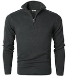 MOCOTONO Herren Pullover Reißverschluss Stehkragen Zip Neck Langarm Sweatshirt Schwarz