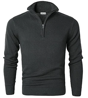MOCOTONO Herren Pullover Reißverschluss Stehkragen Zip Neck Langarm Sweatshirt