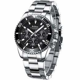 Herren Uhr Männer Chronographen Schwarz Edelstahl Wasserdicht Designer Armbanduhr Herren Militär Großes Leuchtende Analog Datum Business