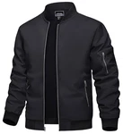 TACVASEN Herren Bomberjacke Fliegerjacke Übergangsjacke Pilotenjacke Schwarz
