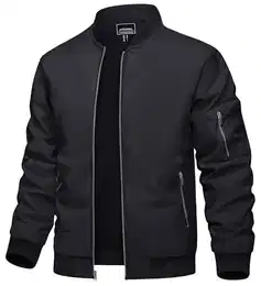 Herren Bomberjacke Fliegerjacke Übergangsjacke Leicht Pilotenjacke Bomber Jacke Windjacke Herbstjacke für Männer (M, Schwarz)