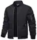 TACVASEN Herren Bomberjacke Fliegerjacke Übergangsjacke Leicht Pilotenjacke Bomber Jacke Windjacke Herbstjacke für Männer (M, Schwarz)