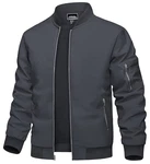 TACVASEN Herren Bomberjacke Fliegerjacke Übergangsjacke Pilotenjacke Dunkelgrau