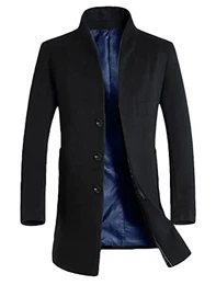 Herren Mantel Business Wollmantel Warm Wintermantel Lange Jacken Schwarz M