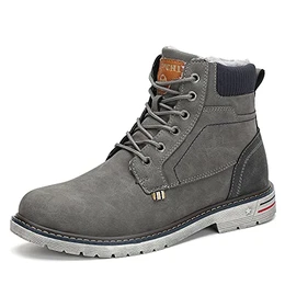 Winterstiefel Herren Schneestiefel Wasserdicht Boots Winter Outdoor Wandern Stiefel Männer Flache Arbeitsstiefel Grau Gr.43