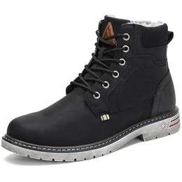 Herren Winterschuhe Gefüttert Wasserdicht Winterstiefel Outdoor rutschfest Kurzschaft Stiefel Schwarz 43