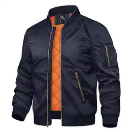 Herrenjacken Windbreaker Sportjacken Atmungsaktiv Bomberjacke College Sweatjacke Laufjacke mit Taschen (M, Marineblau)