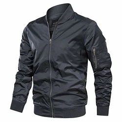 TACVASEN Bomberjacke Herren Übergangsjacke Grau