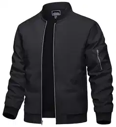 Herren College Jacke Pilotenjacke Bomber Jacket Sommerjacke Baseball Windbreaker Frühling Sportjacke (M, Schwarz)