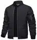 TACVASEN Herren College Jacke Pilotenjacke Bomber Jacket Sommerjacke Baseball Windbreaker Frühling Sportjacke (M, Schwarz)