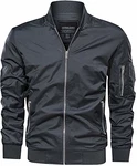 TACVASEN Herren Bomberjacke College Fliegerjacke Pilotenjacke Übergangsjacke Grau