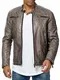 Redbridge Herren Jacke Übergangsjacke Biker Lederjacke Echtleder Kunstleder Baumwolle mit gesteppten Bereichen (M, Dirty Grau - Kunstleder)