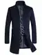 FTCayanz Herren Mantel Business Wollmantel Warm Wintermantel Lange Jacken Dick Dunkelblau M