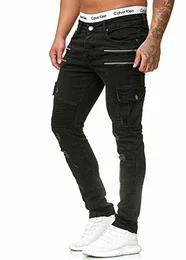 Herren Jeans Denim Slim Fit Used Design Modell 5161 Schwarz 32/32