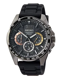 Herren-Uhr Quarz Edelstahl mit Silikonband SSB349P1, Schwarz