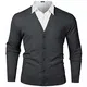 iClosam Herren Strickjacke Cardigan Mit V-Ausschnitt Aus Baumwolle, Dunkelgrau, M