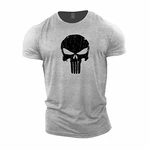 GYMTIER Bodybuilding T-Shirt Skull Grau