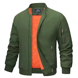 Herren Bomber Winterjacke Freizeit Warm Übergangsjacke mit Zip Taschen Herren Gefüttert Outdoorjacke Fleece Stehkragen Windjacke Militär Jacke Blouson Armeegrün M