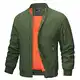 MAGCOMSEN Herren Bomber Winterjacke Freizeit Warm Übergangsjacke mit Zip Taschen Herren Gefüttert Outdoorjacke Fleece Stehkragen Windjacke Militär Jacke Blouson Armeegrün M
