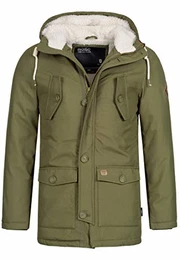 Indicode Herren Lecky Parka m.Teddy-Futter & Kapuze warme Winterjacke Wasserabweisende Regenjacke robuste Herrenjacke Lange Übergangsjacke Dicke Winter Jacke f. Männer Army XXL