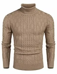 Coofandy Herren Rollkragen Strickpullover Slim Fit Basic Sweater Khaki