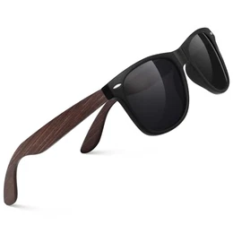 Sonnenbrille Herren Damen Holz aus Walnuss Polarisiert Brillengläser UV400-Schutz CAT3 CE