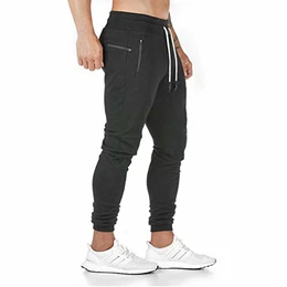 Jogginghose Herren Sporthose Baumwolle Fitness Slim Fit Hose Freizeithose Joggers Streetwear (Schwarz,Medium)