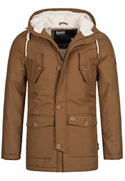 Indicode Herren Lecky Parka m.Teddy-Futter & Kapuze warme Winterjacke Wasserabweisende Regenjacke robuste Herrenjacke Lange Übergangsjacke Dicke Winter Jacke f. Männer Brown Sugar M