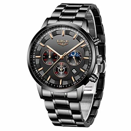 Herren Uhren Quartz 30 M Wasserdichtes, Lässige Chronograph Uhren, Business Uhren Kalender, Männer Militär Schwarz Edelstahl Armbanduhr…