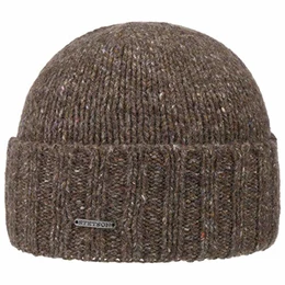 Wool Cashmere Beanie - Strickmütze für Herren - Mütze mit Kaschmir und Schurwolle - Handmade in Italy - Melierte Wollmütze in Einheitsgröße - Herbst/Winter braun-meliert One Size