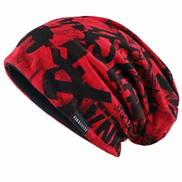 Ruphedy Herren Beanie Mütze Long Oversized Slouch Strickmütze B411 (Rot)