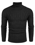 Coofandy Herren Rollkragen Strickpullover Slim Fit Basic Sweater schwarz