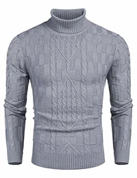 Pullover Herren Rollkragen Slim Fit Strickpullover Sweater Solid Winter Warme für Männer