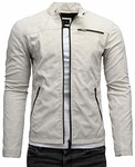 Crone Vego Herren Eco-Lederjacke Cleane Leichte Basic Jacke Vegan Creme Beige