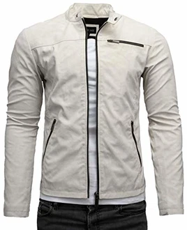 Crone Vego Herren Eco-Lederjacke Cleane Leichte Basic Jacke Vegan Creme Beige Crone Vego Herren Eco-Lederjacke Cleane Leichte Basic Jacke Vegan Creme Beige