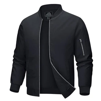 MAGCOMSEN Herren Pilotenjacke Übergangsjacke Fliegerjacke Schwarz