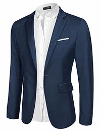 Herren Blazer Casual Slim Fit One Button Sport Mäntel Lightweight Business Blazer Jacke Gr. M, blau