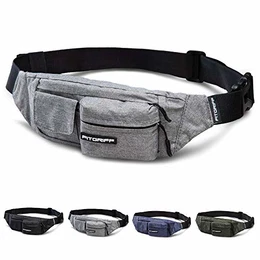 ® Bauchtasche Slim Fit für Damen und Herren - Gürteltasche, Hüfttasche, Brusttasche, Fanny Pack - Gürtel Tasche (Grey, Large)