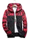 shepretty Herren Jacke Kapuzen Windbreaker Camouflage Zip-Hoodie Sportswear Laufjacke，Rot,S
