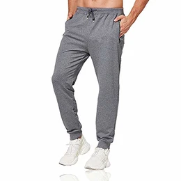 Jogginghose Herren Baumwolle Sporthose Männer Lang Trainingshose mit Reißverschluss Taschen Grau M