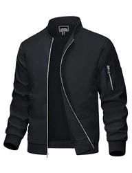 MAGCOMSEN Herren Pilotenjacke Übergangsjacke Fliegerjacke Schwarz