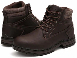 Winterstiefel Herren Trekkingschuhe Winterschuhe Wanderschuhe für Männer Wasserdicht rutschfest Schneestiefel Arbeitsstiefel Leder Freizeit Stiefel Winter Boots Dunkelbraun Größe 43