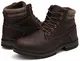 WHITIN Winterstiefel Herren Trekkingschuhe Winterschuhe Wanderschuhe für Männer Wasserdicht rutschfest Schneestiefel Arbeitsstiefel Leder Freizeit Stiefel Winter Boots Dunkelbraun Größe 43