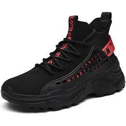 XIDISO Herren Laufschuhe Turnschuhe Atmungsaktive Sportschuhe Leichte Running Schuhe Wanderschuhe Bequeme Fitnessschuhe Casual Sneaker(Schwarz,EU 43)