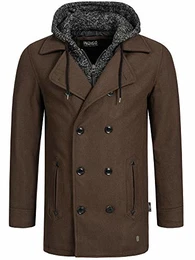 Indicode Herren Cliff Kurzmantel aus hochwertiger Wollmischung mit Stehkragen kurzer Wollmantel moderner Herrenmantel Lange Jacke Wintermantel Zweireiher Mantel für Männer Demitasse M