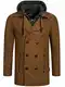 Indicode Herren Cliff Kurzmantel aus hochwertiger Wollmischung mit Stehkragen   kurzer Wollmantel moderner Herrenmantel Lange Jacke Wintermantel Zweireiher Mantel für Männer Camel M