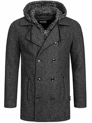 Indicode Herren Cliff Kurzmantel mit Stehkragen Mantel Black Mix