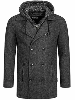 Indicode Herren Cliff Kurzmantel mit Stehkragen Mantel Black Mix