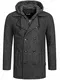 Indicode Herren Cliff Kurzmantel aus hochwertiger Wollmischung mit Stehkragen   kurzer Wollmantel moderner Herrenmantel Lange Jacke Wintermantel Zweireiher Mantel für Männer Black Mix M